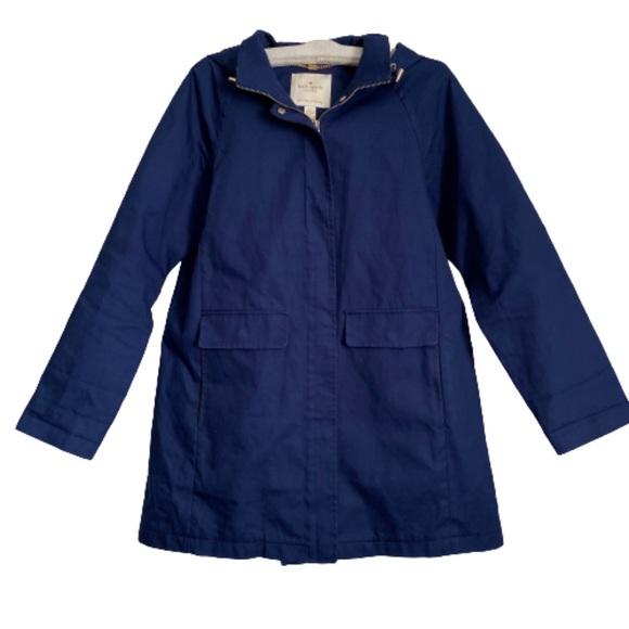 Kate Spade Coat Navy Blue Hood Zipper size Small - Picture 6 of 8